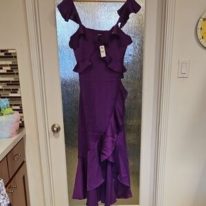 Elegant Purple Ruffle Dress